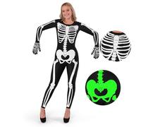 Spooktacular Creations Adulti donne scheletro Costume Glow in the Dark Skeleton Lady Jumpsuit per Halloween Dress Up Party Role Playing Cosplay