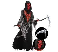 Spooktacular Creations Bambino ragazzi Red Skull Reaper Costume, bambini Halloween Grim Reaper Dress-Up per Halloween festa a tema (Large (10-12 yrs))