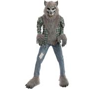 Spooktacular Creations Child Unisex Green Werewolf Costume with Mask, Gloves and Shoes Cover (Medium (8-10 yrs))