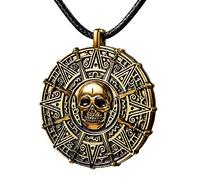 Spooktacular Creations Collana con moneta pirata di Halloween, collana con teschio pirata, accessori per uomini, donne e bambini, cosplay di Halloween, costume da pirata, travestimento per Halloween,