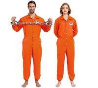 Spooktacular Creations Costume Carcerato Tuta da Prigioniero Prigione Arancione Evaso Costume Detenuto (Orange, Large)