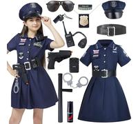 Spooktacular Creations Costume da agente di polizia per ragazze, costume da polizia per ragazze stile cool dark per bambini Halloween Dress Up e feste a tema (Small (5-7 anni))