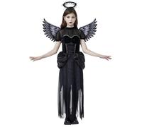 Spooktacular Creations Costume da Angelo Cattivo Nero per Ragazze, Diavolo per Halloween, Giochi di Ruolo (Grande 10-12 Anni)