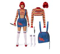 Spooktacular Creations Costume da bambola assassina per Halloween da donna, vestito da incubo spaventoso per adulti, costume da donna per Halloween e cosplay a tema spaventoso (grande)