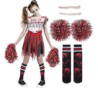 Spooktacular Creations Costume da Cheerleader di Halloween da Zombie, Costume da Cheerleader Morta per Ragazze, Vestito da Cheerleader per Giochi di Ruolo per Feste di Halloween-M