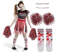 Spooktacular Creations Costume da cheerleader zombie per ragazze, costume da cheerleader spaventoso e sanguinante per Halloween-XL