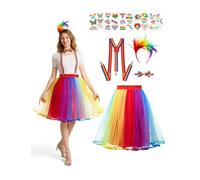 Spooktacular Creations Costume da Halloween per adulti e donna, tutù arcobaleno per Halloween, Carnevale, festa