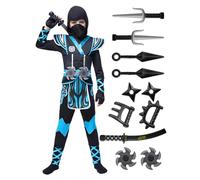 Spooktacular Creations Costume da ninja blu per bambini, completo da ninja per bambini, costume di Halloween per feste a tema per bambini piccoli, travestimento (taglia grande, 10-12 anni)