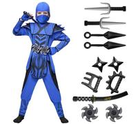 Spooktacular Creations Costume da ninja per bambini, costume da ninja per bambini, costume da Halloween, giochi di ruolo, feste a tema, blu