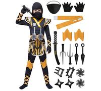 Spooktacular Creations Costume da ninja verde per bambini Feste a tema ninja Costume di Halloween Giochi di ruolo da ninja Festa di Natale