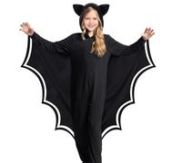 Spooktacular Creations Costume da pipistrello per bambini, costume con ali da pipistrello, tuta nera da pipistrello per bambino, bambina e ragazza per Halloween, medio (8-10 anni)