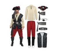 Spooktacular Creations Costume da pirata beige per uomo adulto per Halloween, festa in costume, dolcetto o scherzetto, festa cosplay