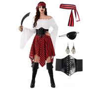 Spooktacular Creations Costume da pirata da donna, costume da pirata rinascimentale per adulti, costumi di Halloween da pirata per feste di Halloween Gioco di ruolo da pirata (grande)