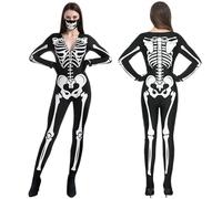 Spooktacular Creations Costume da scheletro double-face con maschera, tuta da scheletro per Halloween, per donne e adulti, nero, Medium