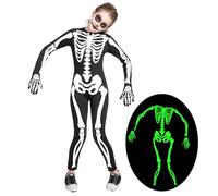Spooktacular Creations Costume da Scheletro per Bambini, Tuta Unisex da Scheletro Fosforescente con Guanti per Bambini, Bambine e Ragazze per Halloween, Gioco di Ruolo, Festa Cosplay