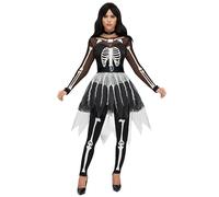 Spooktacular Creations Costume da Scheletro per Donne Adulte, Vestito da Scheletro Tutù per Donna, Costume da Scheletro Funky di Halloween per Feste in Costume di Halloween Cosplay