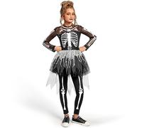 Spooktacular Creations Costume da Scheletro per Ragazze, Abito Tut霉 da Scheletro Fantasma per Ragazze che si Vestono per Halloween, Gioco di Ruolo, Festa Cosplay