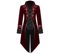 Spooktacular Creations Costume da uomo Steampunk rosso vino, costume medievale frac per costume di Halloween da uomo 2024 Cosplay-M