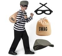 Spooktacular Creations costume del ladro dei ragazzi, pantaloni da camicia ladri, banche unisex di bambini per ragazzi, ragazze Halloween per ragazze, gioco di ruoli, cosplay-l