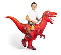 Spooktacular Creations Costume Gonfiabile da Dinosauro per Bambini, Costume Gonfiabile T-Rex Cavalcabile con Occhi Luminosi a LED Stampa Digitale (Rosso, Piccolo)