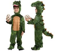 Spooktacular Creations Costume realistico da T-Rex per bambini, tuta da dinosauro verde con uovo giocattolo per la festa di Halloween dei ragazzi (3T (3-4 anni))