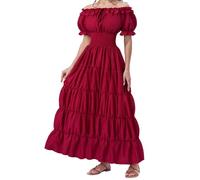Spooktacular Creations Costume Rinascimentale da Donna Bordeaux. Abito Chemise Medievale e sottoabito Irlandese. Perfetto Come Abito da contadina o Pirata per Feste celtiche e Halloween.(Piccolo)