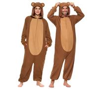 Spooktacular Creations CREAZIONI SPETTACOLARI Pigiama con Cappuccio per Halloween con Orso Bruno per Adulti