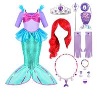 Spooktacular Creations Donna deluxe mermaid costume set con la parrucca rossa e archetto verde
