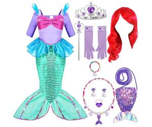 Spooktacular Creations Donna deluxe mermaid costume set con la parrucca rossa e archetto verde (Toddler (3-4 yrs))