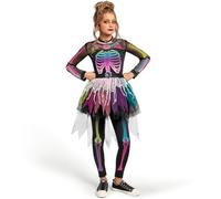 Spooktacular Creations Funky Scheletro Tutù per Ragazze, Punky Bones Costume da Scheletro Colorato per Halloween Party