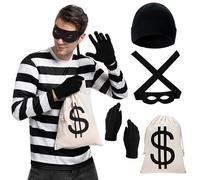 Spooktacular Creations Halloween Set di costumi per ladri per adulti, include borse a guanti a T -Shirt e maschera per gli occhi per la festa di Halloween