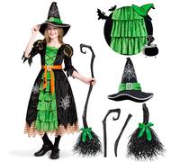 Spooktacular Creations Halloween Strega Costume Strega Abbigliamento Vestito da Strega Bambina Ragazze Abito da Favola Bambina Carino Strega Gonna Intera con Cappello