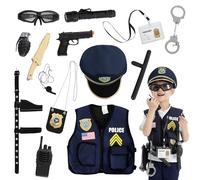 Spooktacular Creations JOYIN 14 pezzi Polizia giocattolo kit Costume kit poliziotto ufficiale da gioco per Halloween Dress Up Party Giochi di ruolo