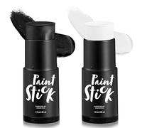 Spooktacular Creations Kit di 2 pennelli per trucco viso e corpo, per Halloween, fondotinta, clown, occhi, bastoncini neri, impermeabili, set per travestimento da scheletro per adulti (nero bianco)