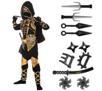 Spooktacular Creations Set Costume Deluxe Golden Ninja con Accessori in Schiuma Ninja, Giocattoli per Bambini Kung Fu Outfit Idee per Halloween (X-Large (12-14 Anni))