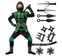 Spooktacular Creations Set Costume Deluxe Ninja Verde con Accessori in Schiuma Ninja, Giocattoli per Bambini Kung Fu Outfit Idee per Halloween (Piccolo (5-7 Anni))