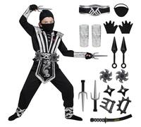Spooktacular Creations Set costume Silver Ninja Deluxe con accessori in schiuma Ninja giocattoli per bambini Kung Fu Outfit Halloween Ideas