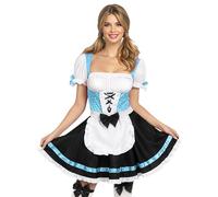 Spooktacular Creations Set costumi da donna dell'Oktoberfest tedesco, vestito da birra tedesca nero e blu e calze alte L