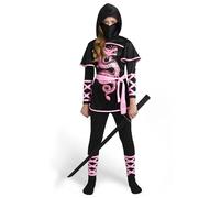Spooktacular Creations Set di costumi da drago ninja per bambini, nero e rosa, per bambine, per feste in maschera di Halloween, taglia