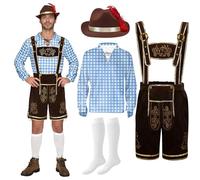 Spooktacular Creations Set di costumi da uomo dell'Oktoberfest bavarese tedesco in plaid blu per feste in maschera di Halloween e festival della birra