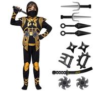 Spooktacular Creations Set di costumi Golden Ninja Deluxe con oggetti di scena in schiuma Ninja Giocattoli per bambini Idee per costumi di Kung Fu per Halloween (Large (10-12 yrs))