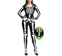 Spooktacular Creations Skeleton Bodysuit Halloween con Motivi Luminosi e Guanti da Scheletro per Donna