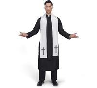 Spooktacular Creations Stola da sacerdote nera da uomo per adulti, costume da prete per feste di Halloween, cosplay (grande)