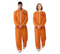 Spooktacular Creations Tuta da carcerato Uomo Arancione Prigione evaso Carceriere Tuta Costume per Halloween Dress Up Party Cosplay