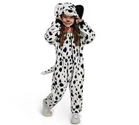 Spooktacular Creations Tuta Dalmata Unisex Pigiama per Bambini Tuta con Zip per Cucciolo con Cappuccio Costume Cosplay di Halloween Indumenti da Notte Abbigliamento per la casa, L
