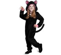 Spooktacular Creations Tuta Halloween per bambini, costume da gatto nero, cosplay, tuta con cappuccio e cerniera per travestimento Halloween
