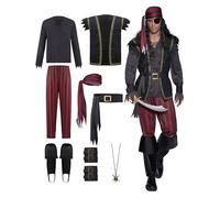 Spooktacular Creations Uomini Ruthless Rogue Pirate con pantaloni per pantaloni per bandana Shirt Cover Bolstbands Set per Halloween Dress Up Party, Cosplay Party-L