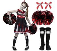 Spooktacular CreationsCostume da cheerleader di Halloween per bambine, costume da cheerleader zombie per bambini, vestito da leader spaventoso per feste in maschera, rosso e nero, taglia L
