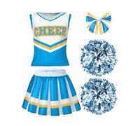 Spooktacular CreationsCostume da cheerleader di Halloween, uniforme da cheerleader blu, grazioso vestito da cheerleader con accessori per Halloween (taglia grande (10-12 anni))