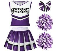 Spooktacular CreationsCostume da cheerleader di Halloween, uniforme da cheerleader blu, grazioso vestito da cheerleader con accessori per Halloween, festa a tema liceale.